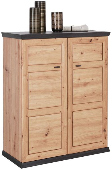 XORA 'BENTON' Schuhkommode, MDF Eiche braun, 90.2 x 108.5 x 38.5 cm, 4 Fachböden