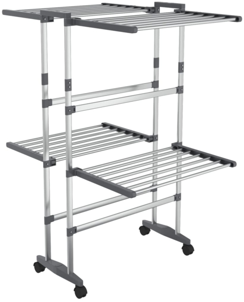 vidaXL Wäscheständer 2 Etagen mit Rollen Silbern 60x70x106 cm 344377