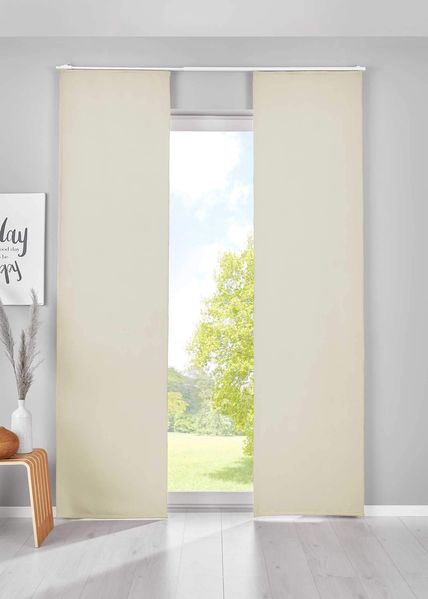 Gardinenbox 2er Set Verdunkelung Schiebegardinen »Newyork« HxB 225x60 cm Beige Flächenvorhänge Paneelwagen Blickdicht Thermo-Schiebevorhang, 202020680-2