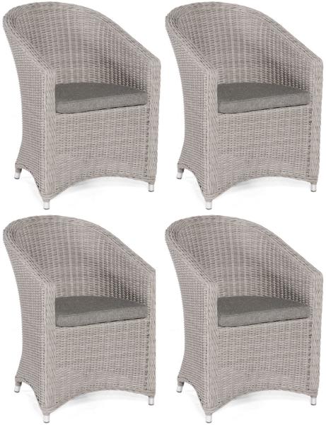 Sonnenpartner 4er-Set Garten-Sessel Solana Aluminium mit Polyrattan stone-grey Gartenstuhl