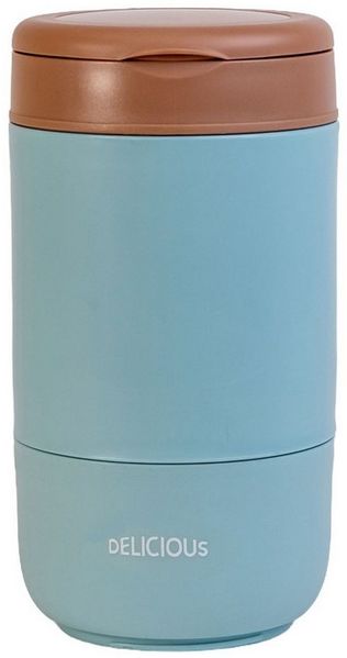 Intirilife Lunchbox, Edelstahl, (Set, 3-tlg, 1x Löffel, 1x Thermo Behälter, 1x Deckel), Müsli Becher Lunch Thermobehälter 2 abgetrennte Fächer Deckel Löffel