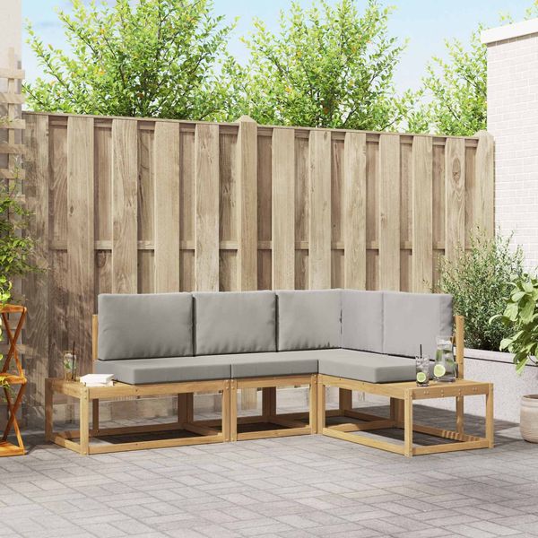 vidaXL Outdoor-Sofagarnitur 3 Stück Weiß und Hellgrau Polyester 3388185