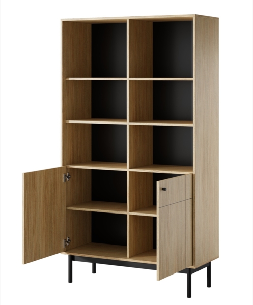 Selsey 'Japandies' Bücherregal, Eichenholzoptik, ca. 185 x 104 x 39 cm Bild 4