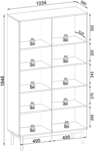 Selsey 'Japandies' Bücherregal, Eichenholzoptik, ca. 185 x 104 x 39 cm Bild 5