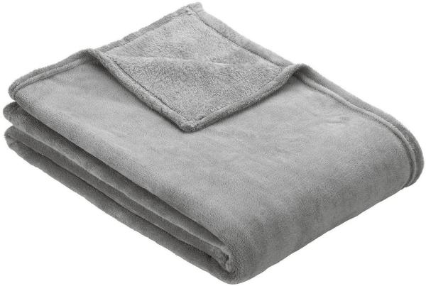 Ibena Olbia Decke 150x200 cm – Kuscheldecke hellgrau, Sofadecke aus kuschelig weichen Mikrofaserflausch
