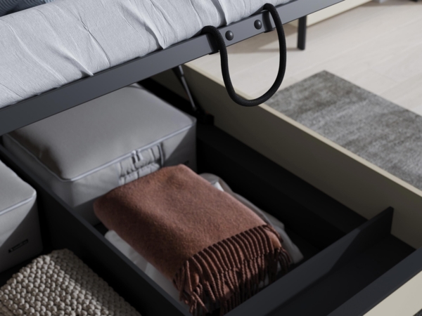 Doppelbett Enna EN-02 (Farbe: Sandbeige / Schwarz + Eiche Natur, Größe: 160 x 200) Bild 4