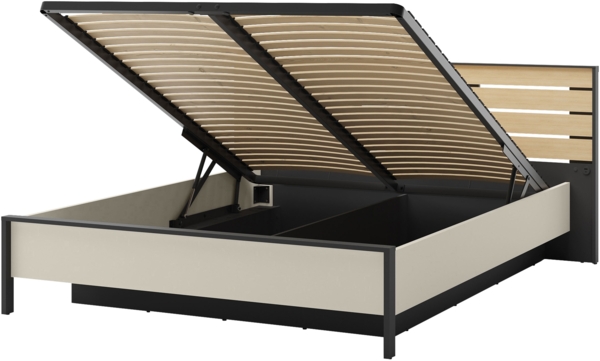 Doppelbett Enna EN-02 (Farbe: Sandbeige / Schwarz + Eiche Natur, Größe: 160 x 200) Bild 6