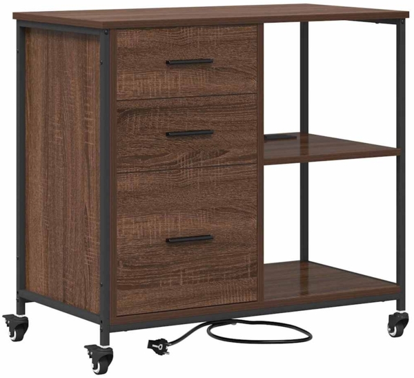 vidaXL Büroschrank mit Rad Braune Eiche 76 x 41 x 72 cm Holzwerkstoff 859839