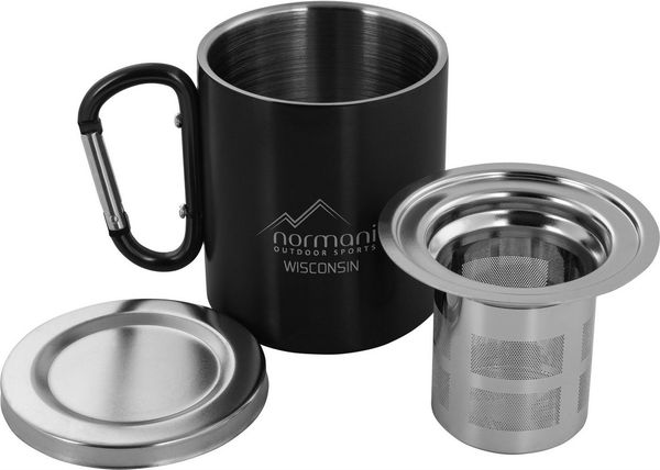 normani Becher Campingtasse „Wisconsin“ mit Teesieb „Delaware“, Edelstahl