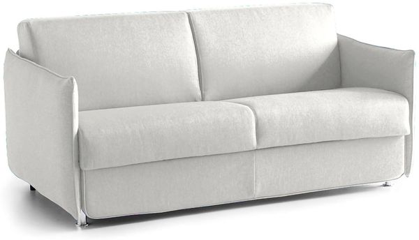 Dmora 2-Sitzer Schlafsofa Verceia, Schlafsofa fürs Wohnzimmer, gepolstert, abnehmbar, 100 % Made in Italy-Qualität, 160x95 h90 cm, Hellgrau