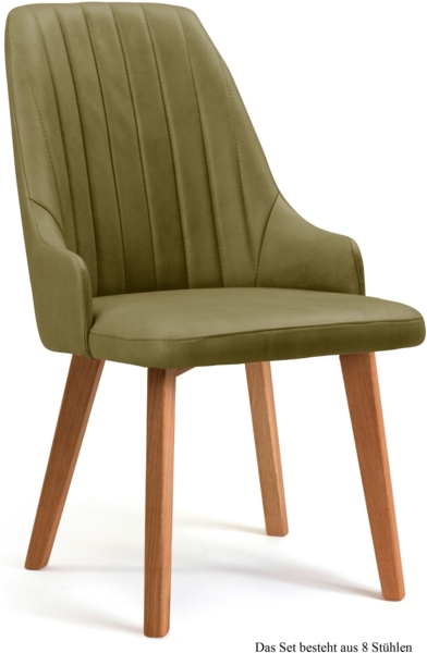Esszimmerstuhl (8er-Set) Daryl 52x91x60 Eiche geölt/Olivgrün