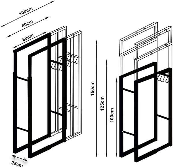 Kaminholzregal Kasan verstellbar H100-150xB60-100xT25cm [en. casa] Bild 2