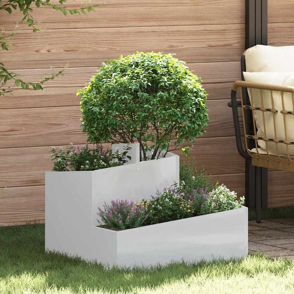 vidaXL Garten-Pflanzgefäß Silber 60 x 60 x 50 cm Verzinkter Stahl 873576