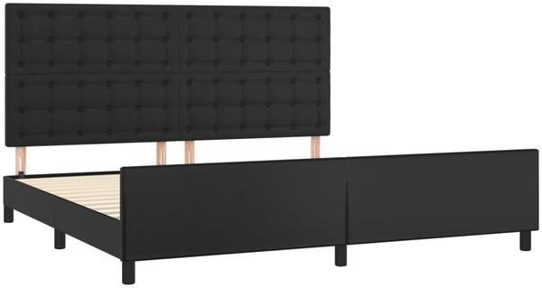 Bettgestell mit Kopfteil Kunstleder Schwarz 200x200 cm [3125591] Bild 4