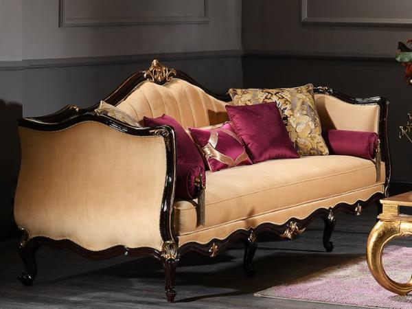 Casa Padrino Luxus Barock Sofa Beige / Schwarz / Gold 250x110 x H. 90 cm - Prunkvolles Wohnzimmer Sofa