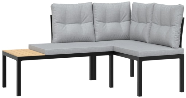 vidaXL Gartenbänke mit Kissen 2 Stk. Schwarz Pulverbeschichteter Stahl 4008565