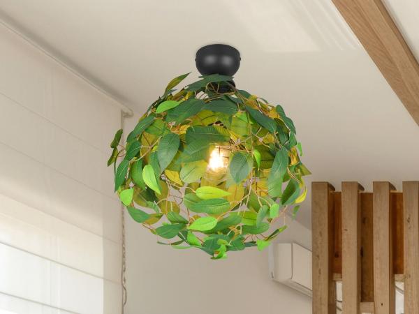 LED Deckenleuchte mit Blätter Lampenschirm in Grün, Ø 38cm