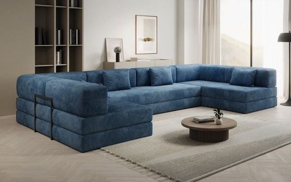 Luxusbetten24 Sofa Designer Sofa Lazy U, in weichem Cord