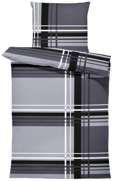 One Home Bettwäsche Adzo Winter, Biber, 2 teilig, modern gestreift grafisch, kuschelig flauschig warm weich Baumwolle