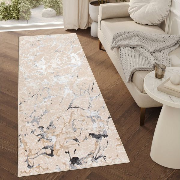 Tapiso Läufer CRYSTAL, rechteckig, Höhe: 8 mm, Kurzflor Flurläufer Schimmereffekt, pflegeleicht, Meterware