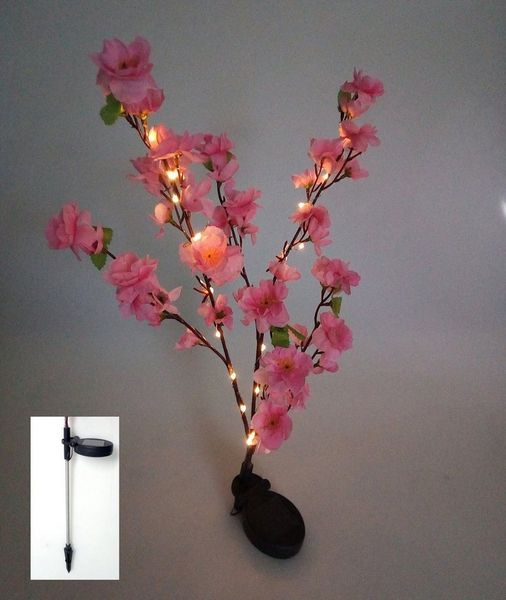 Solar LED Blütenstrauch rosa 90cm Gartenstecker Lichterstrauch Zweige Gartendeko