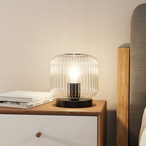 HOME DELUXE Tischlampe aus Glas LILY - Transparent