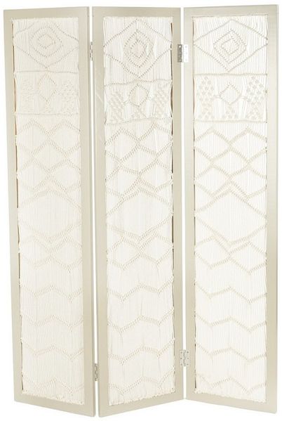 CREEDWOOD Paravent RAUMTEILER "BOHO", 166x123 cm, Makramee, grau, Deko Paravent