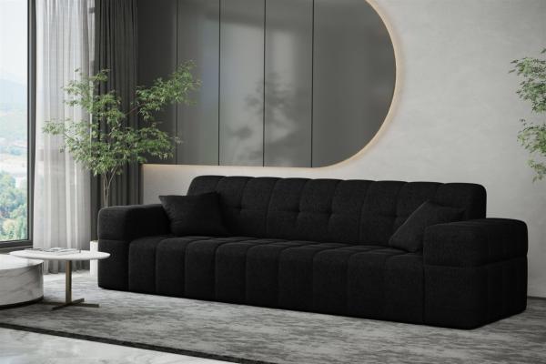 Sofa Designersofa NANCY 3-Sitzer in Stoff Neve Schwarz