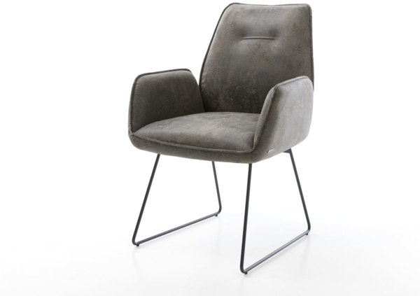 Esszimmerstuhl Zoa-Flex Mikrofaser Grau Antik Kufengestell Schwarz Taschenfederkern