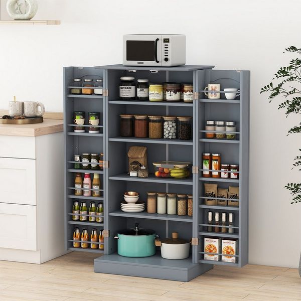 COSTWAY Küchenbuffet Küchenschrank Vorratsschrank mit verstellbarer Ablage, 60x40x120cm