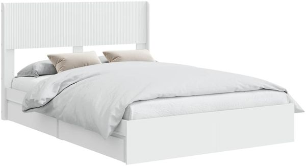 vidaXL Bettgestell mit Stauraum und Kopfteil Weiß 140 x 200 cm 3414377 Bild 2