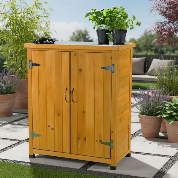 Gartenschrank Geräteschuppen Holzhaus Lagerhütte 2 Türen Stauraum Holzunterstand
