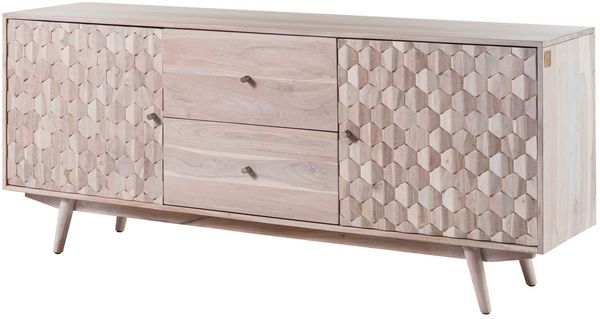 Sideboard Akazie 180x42x75 weiß lackiert MOSAYK #200