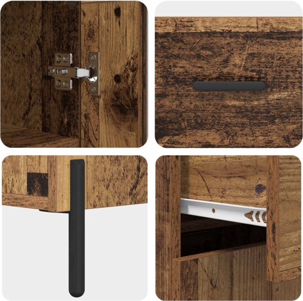 vidaXL Highboard Wandmontiert Altholz 69,5 x 34 x 180 cm Holzwerkstoff 3415652 Bild 10