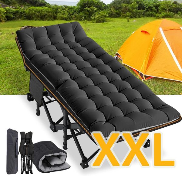 Meulbaty Klappbett Klappbar Feldbett, Stahlrahmen + Oxford-Stoff Liegefläche (2.3-3cm Matratze, 1-St) Leicht Relax Liege für Balkon, Garten, 198×81×46cm
