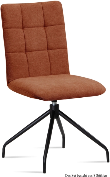 Esszimmerstuhl drehbar (8er-Set) Dolley 47 x 91 x 60 Schwarz/Cognac