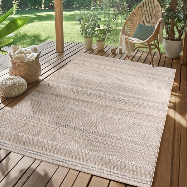 SIMPEX24 Outdoorteppich Boho Design, Läufer, Höhe: 5 mm, Outdoor Teppich Wetterfest Modern Design Wohnzimmer Küchen Terrasse