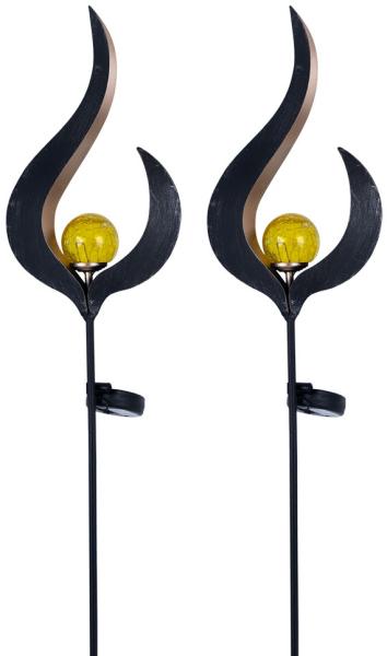 2x LED Solarleuchte, Flammen Design, bronze, klar, H 90 cm