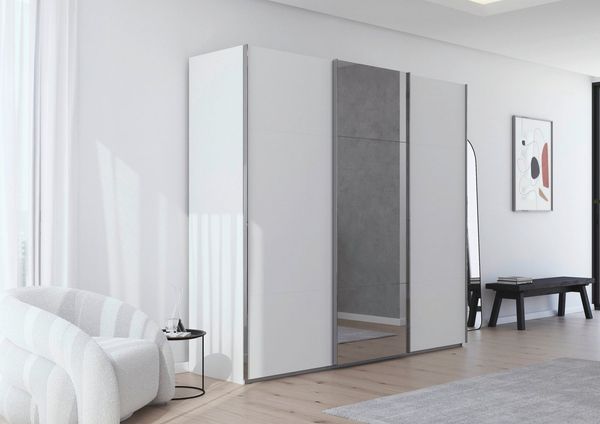 rauch Schwebetürenschrank Kleiderschrank Schrank Garderobe Schlafzimmerschrank CONTIDO (3 verschiedene Ausstattungen BASIC/CLASSIC/PREMIUM (inkl. SOFT-CLOSE) aus hochwertigem Material in 6 Breiten 2 Griff-Farben MADE IN GERMANY