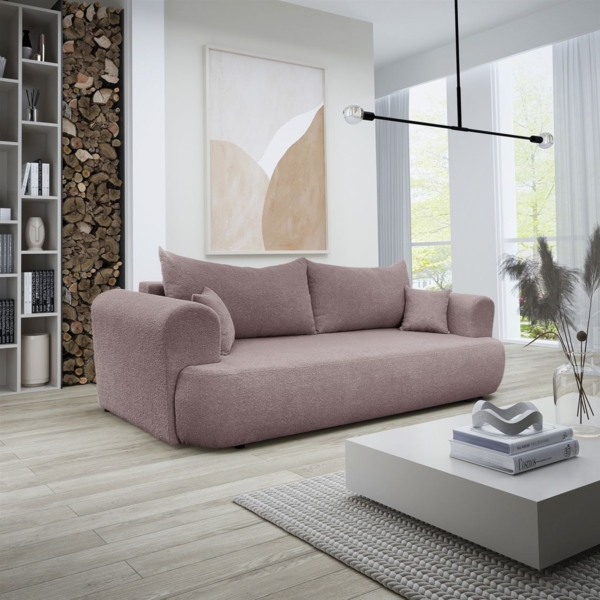 Sofa Schlafsofa 3-Sitzer ANIKE Stoff Now or Never Altrosa