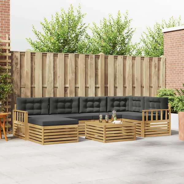 vidaXL Outdoor-Sofagarnitur mit Kissen 7 pcs Weiß und Anthrazit 3390797