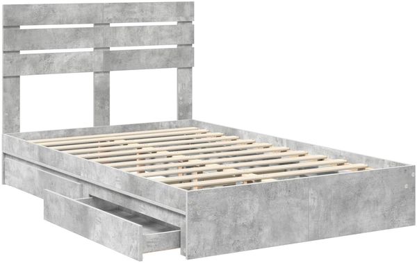 vidaXL Aufbewahrungsbett Beton Grau 135 x 190 cm Holzwerkstoff 3411576 Bild 5