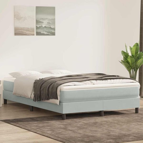 vidaXL Boxspringbett mit Matratze Hellgrau 160x210 cm Samt 3315927
