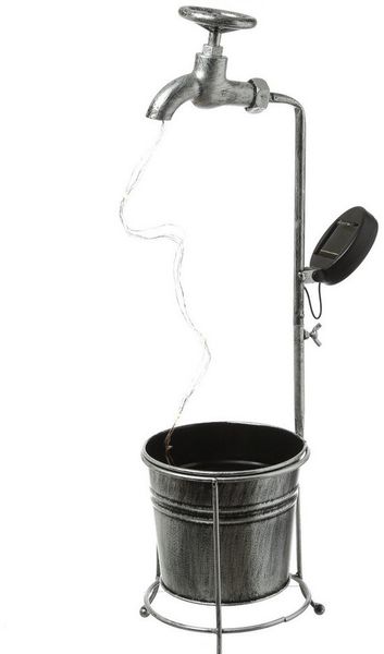 MARELIDA LED Solarleuchte LED Solar Wasserhahn mit Blumentopf Deko Balkon Gartenbeleuchtung 60cm, LED Classic, warmweiß (2100K bis 3000K)