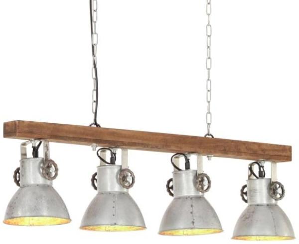 vidaXL Deckenlampe Industriestil Silbern E27 Mangoholz 320521