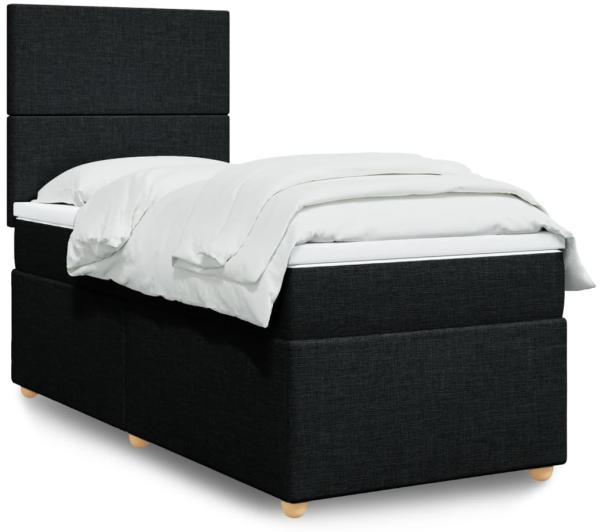 vidaXL Boxspringbett mit Matratze Schwarz 90x200 cm Stoff 3293458