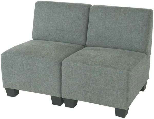 Modular 2-Sitzer Sofa Couch Lyon, Stoff/Textil ~ grau, ohne Armlehnen