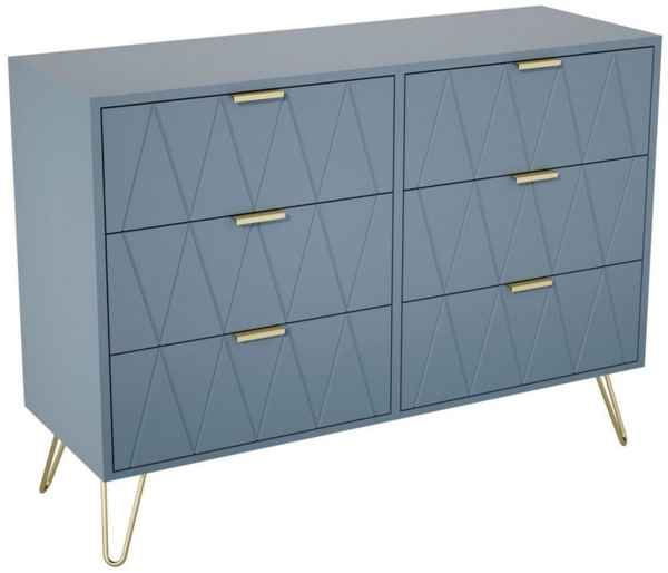 UEV Kommode mit 6 Schubladen, Sideboard für Wohnzimmer Schlafzimmer (Highboard, Sideboard mit Schubladen, Schmal kommode, 100 x 34 x 73 cm Mehrzweckschrank), Küchenschrank Buffet TV Board Schrank mit Füße Aufbewahrungsschrank