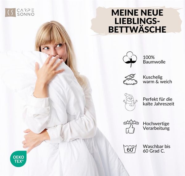 Carpe Sonno Bettwäsche Biber 135x200 155x220 Kuschel Bettwäsche Winter Flanell Baumwolle, Biber, 2 teilig, Flauschige Winterbettwäsche mit Reißverschluss Blätter 135 x 200 Beige