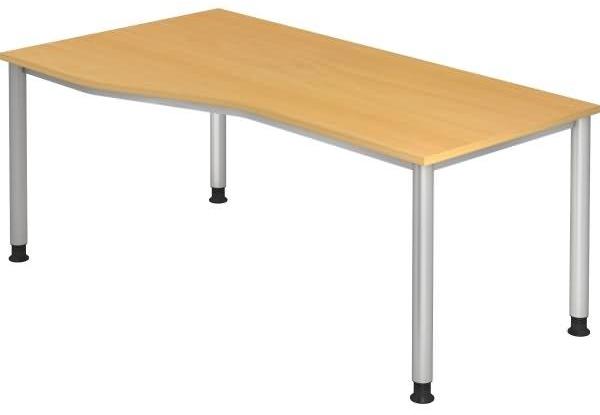 Schreibtisch HS18 4-Fuß rund 180x100 / 80cm Buche Gestellfarbe: Silber